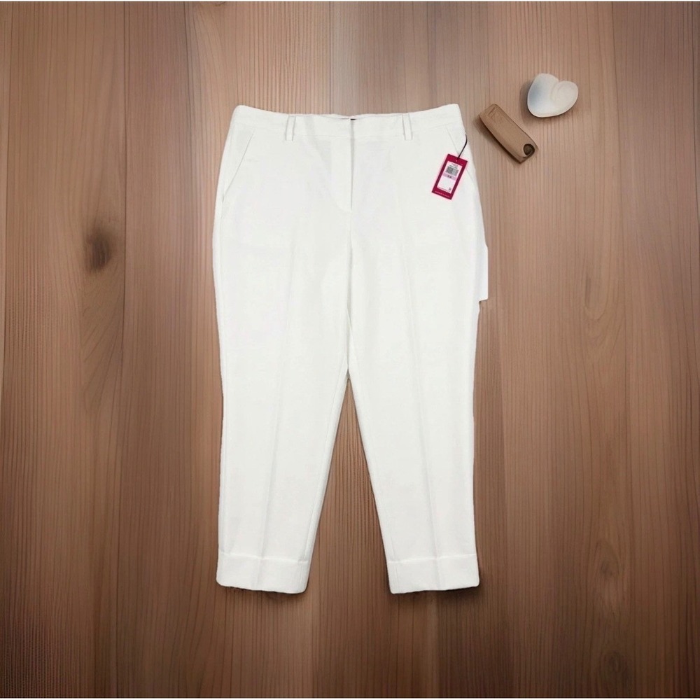 Vince Camuto Dress Pants Womens 22W Ivory NEW Cuffed Straight Leg 92523330